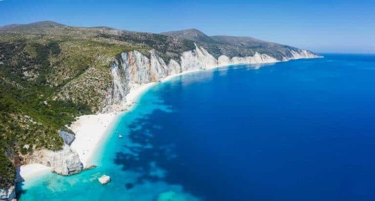 Remote and hidden Fteri beach in Kefalonia Island, Greece, Europe